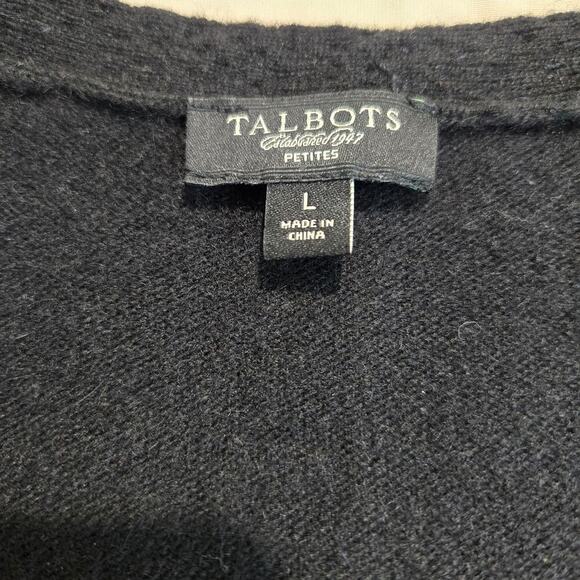 Talbots Lambswool Angora Black V-neck Cardigan Sweater Sz PL Classic - Picture 7 of 12